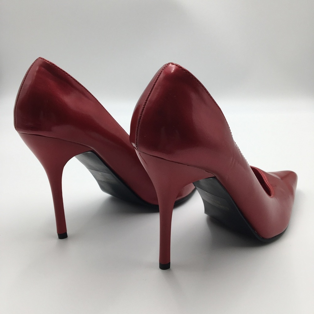 Vintage 4” Deep Red Fredericks of Hollywood Faux Leather Stilettos Size 10 👠🔥 - Picture 4 of 16